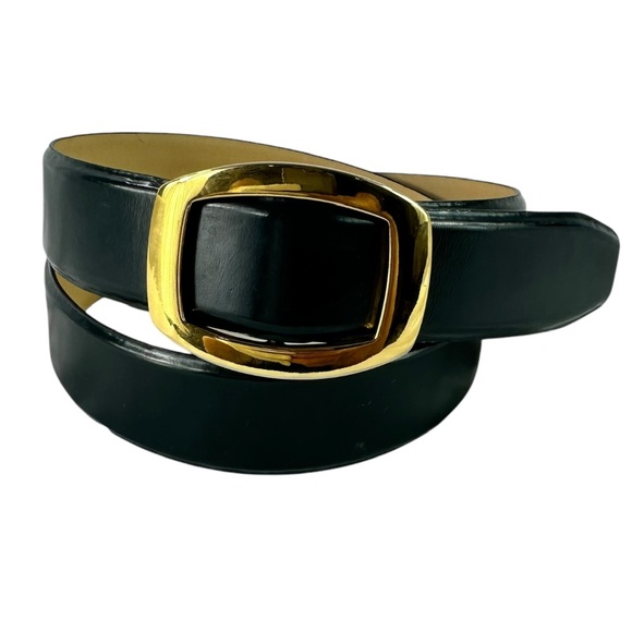 Vintage JAEGER Navy Blue Leather Casual Business Fashion Belt Unisex Size 34/86 main image 3